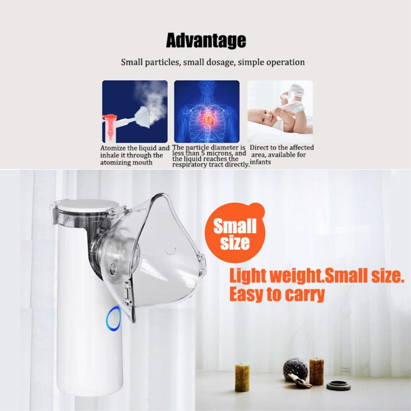 Micro Mesh Nebulizer Portable Mini Atomizer Adult and Child Size Masks Dry Battery USB Power Supply Treat Asthma