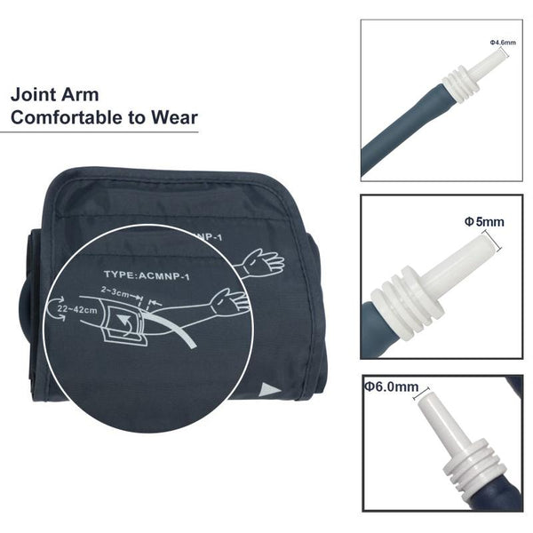 Medium Size Replacement Blood Pressure Cuff Applicable for Upper Arm Circumference 8.7-16.5 Inches (22-42CM) With 3 Connectors (BP Machine Not Include)